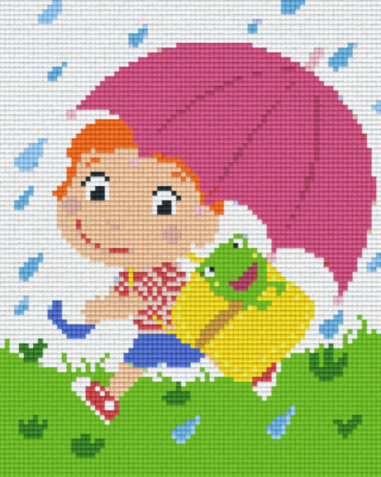 Girl In The Rain With An Umbrella Four [4] Baseplatge PixelHobby Mini-mosaic Art Kit
